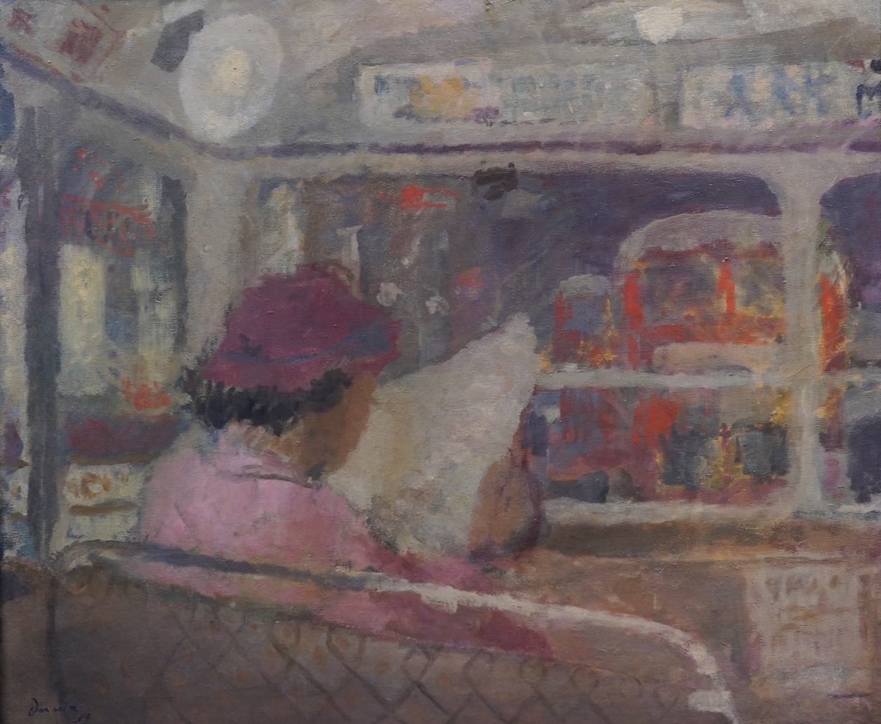 Robin Vere Darwin CBE RA RSA, (1910-1974), Seated figure reading on the bus